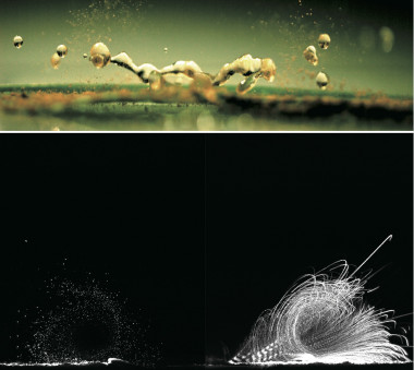 <p>El impacto de la gota genera un vórtice de aire (segunda imagen) que dispersa las esporas secas / S. Kim, H. Park, H. Gruszeswki, D.G. Schmale III, and S. Jung</p>