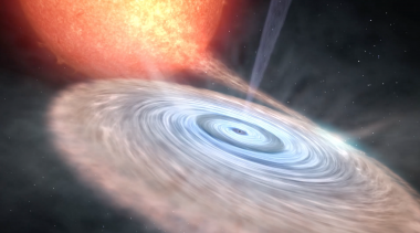 <p>Impresión artística del disco de acreción en torno al agujero negro V404 Cyg. En la imagen se aprecia el intenso viento detectado por el GTC. / Gabriel Pérez, SMM (IAC).</p>