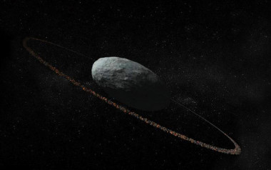 <p>Concepción artística de Haumea con las proporciones correctas del cuerpo principal y del anillo. / IAA</p>