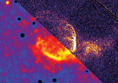 <p>Composición de imágenes obtenidas con el Liverpool Telescope (abajo a la izquierda) y con el telescopio espacial Hubble (arriba a la derecha). El remanente de la nova M31N 2008–12a está situado en el centro de la imagen. / Matt Darnley/LJMU</p>
