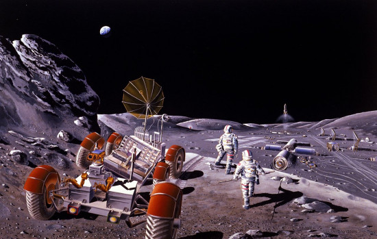 Concepto artístico de una colonia lunar / NASA