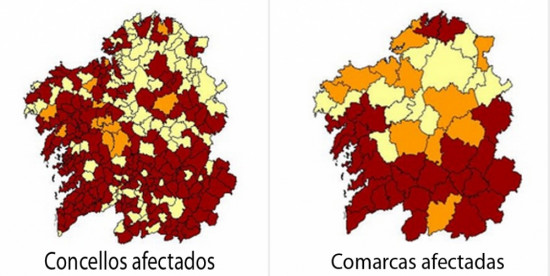 Resultados a partir de concentraciones de 200Bq/m3. Amarillo claro <5%, amarillo oscuro entre 5% y 10%, rojo/>10%” style=”” /><span style=