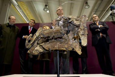 <p>Presentación en la Fundación Dinópolis de los restos del dinosaurio. Imagen: Efe</p>