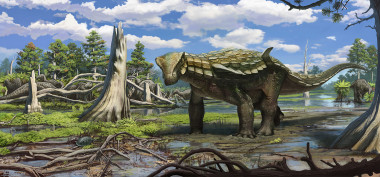 <p>Reconstrucción del dinosaurio acorazado más completo de Europa (Ariño, Teruel). Andrey Atuchin</p>