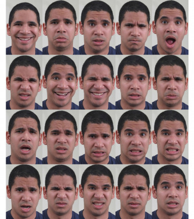 <p>Los investigadores de la Universidad de Ohio han identificado al menos 21 emociones en las expresiones faciales himanas. Partiendo de las seis expresiones básicas: felicidad, sorpresa, ira, tristeza, miedo y asco, han visto otras 15 expresiones compuestas como ‘felizmente sorprendido’ o ‘tristemente enfadado’. / PNAS</p>