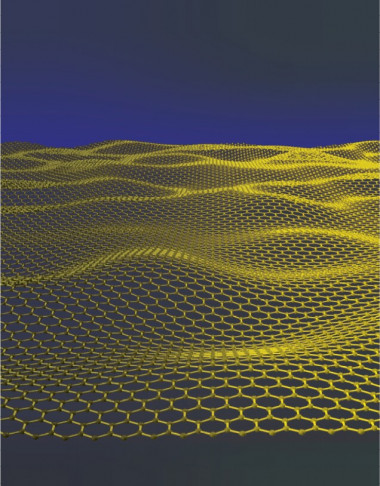 <p>Simulación artística de una hoja de grafeno ondulada. Imagen: Jannik Meyer, Universidad de Manchester (c).</p>