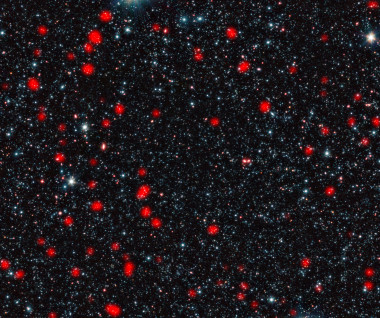 <p>Galaxias distantes con estrellas en formación en el universo temprano. Imagen: ESO, APEX, A. Weiss et al., NASA Spitzer S.C.</p>