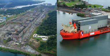 <p>Las obras de ampliación del canal de Panamá constituyen uno de los proyectos de ingeniería más grandes del mundo, liderado por la empresa española Sacyr. Este año han llegado las primeras compuertas. / Sacyr</p>