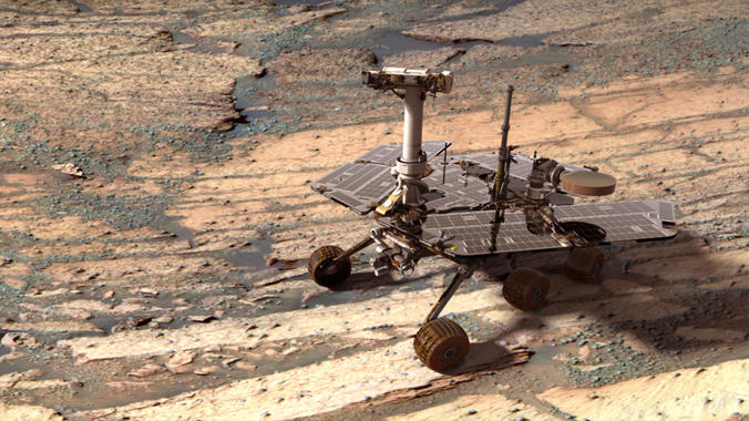 <p>Recreacción digital del Opportunity en Marte. / NASA-JPL et al.</p>