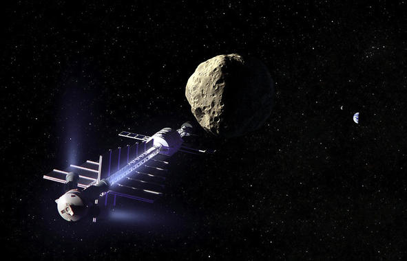 <p>TRACTOR GRAVITATORIO. Investigadores del Johnson Space Center de la NASA proponen usar una sonda espacial muy masiva que utilizaría la gravedad para remolcar al asteroide. / Dan Durda (FIAAA-B612 Foundation)</p>