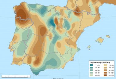 <p>Mapa de flujo de calor en superficie de la península ibérica. / UVa-www.lacasig.com</p>