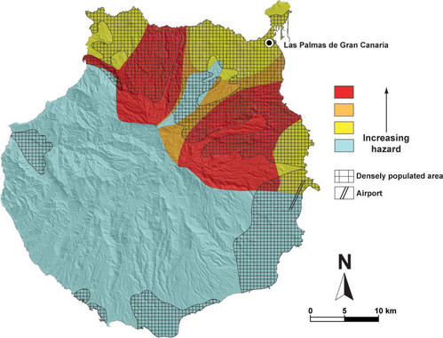 <p>Mapa de riesgos volcánicos en Gran Canaria.</p>