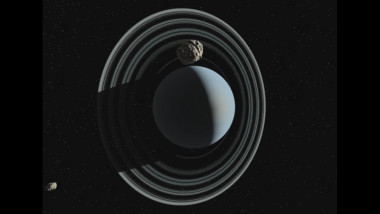 <p>Representación artística del asteroide Crantor cerca de Urano. / SINC</p>