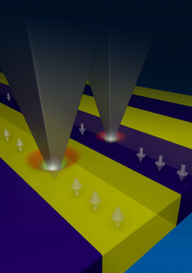 <p>Imagen, destacada en la revista <em>Advanced Materials, </em>de la indentación mecánica de un material ferroeléctrico. / ICN2</p>