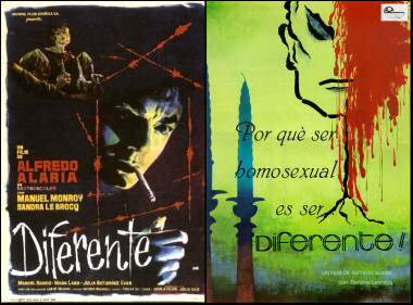 <p>Cartel de <em>Diferente </em>en 1961 y en su reestreno en 1978, ya con referencia explícita a la homosexualidad.</p>