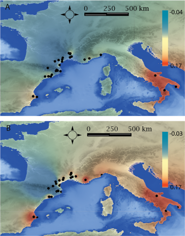 <p>La diversidad de cerámicas (A) y adornos (B) expresan dos geografías culturales diferentes. / Rigaud <em>et al</em></p>
