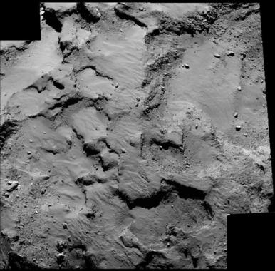 <p>Mosaico de fotos del lugar donde aterrizará la sonda Philae en el cometa 67P. / ESA</p>