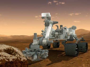<p>Recreación del rover Curiosity, que lleva el instrumento REMS y la antena de alta ganancia de fabricación españolas. Imagen: NASA.</p>