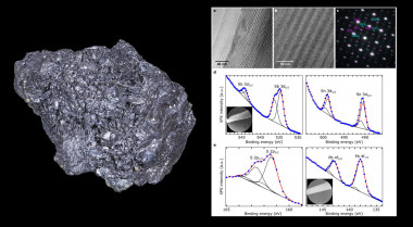 <p>Imagen de la franckeita (izquierda) y espectros de fotoemisión de las distintas especies químicas contenidas en muestras micrométricas de franckeita obtenidos en el sincrotrón ALBA. / Sincrotrón ALBA</p>