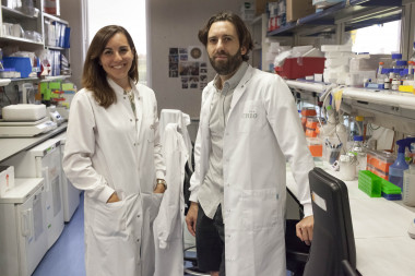 <p>Alejo Efeyan, jefe del Grupo de Metabolismo y Señalización Celular del CNIO, y Ana Ortega-Molina, primera autora del estudio <strong>/ </strong>CNIO</p>