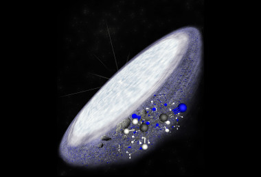 <p>Ilustración del disco protoplanetario que rodea a la joven estrella MWC 480, donde se ha detectado cianuro de metilo. / Saxton (NRAO/AUI/NSF)</p>