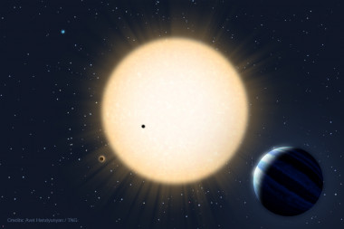 <p>Ilustración del exoplaneta HD 219134b, otros tres ‘compañeros’ y su estrella. / Avet Harutyunyan/ TNG</p>