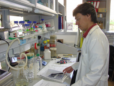 <p>Felipe Pimentel, en el laboratorio./ DiCYT</p>