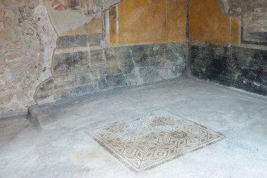 <p>Uno de los mosaicos de la Casa de los Cupidos Dorados de Pompeya analizado/ IBeA - UPV/EHU</p>