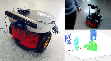 <p>Robot utilizado en el estudio, con una segmentación dinámica del entorno (imagen inferior derecha). / Grupo de Sistemas Cognitivos y Neurorobótica de la UCM</p>