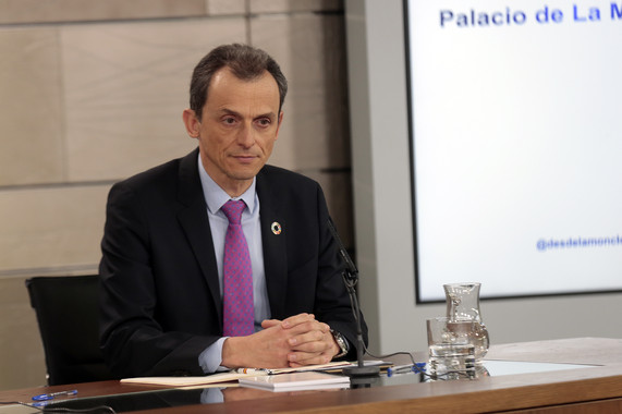<p>Pedro Duque durante su intervención en la conferencia de prensa tras el Consejo de Ministros. / Ministerio Ciencia, Innovación y Universidades</p>