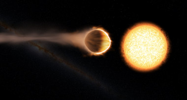 <p>Imagen artística del planeta WASP 121b. La forma “abombada” del planeta es debida a las intensas fuerzas de marea que ejerce la estrella. / Engine House VFX, At-Bristol Science Centre, University of Exeter</p>