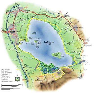 <p>Mapa del lago escocés Leven.</p>