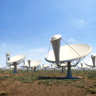 <p>Concepción artística de la red de antenas o platos parabólico en Sudáfrica. / SKA</p>