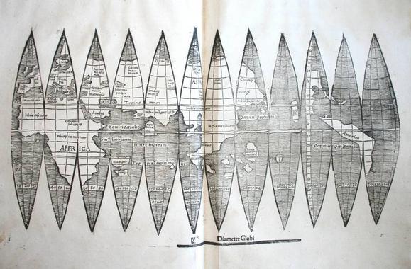<p>Mapamundi inédito de Waldseemüller. Imagen: Biblioteca de la Universidad de Múnich.</p>