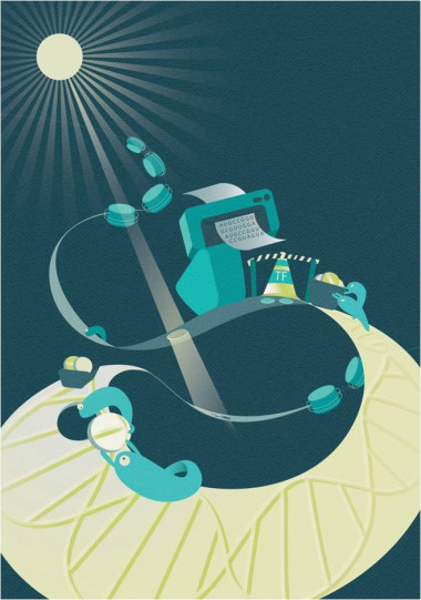 <p>La exposición a la radiación ultravioleta causa lesiones específicas en el ADN. Estas alteraciones son reconocidas y reparadas por la maquinaria de reparación por escisión de nucleótidos (NER, en sus siglas en inglés). Las lesiones no reparadas pueden dar lugar a mutaciones en el ADN. / Imagen realizada por Iris Joval</p>