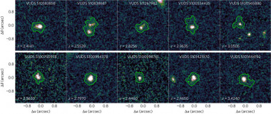 <p>Las diez galaxias análogas a las galaxias primigenias halladas en el estudio. / IAA-CSIC</p>
