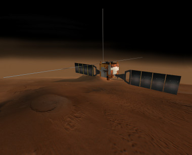 <p>Ilustración de la nave Mars Express. / <a href="http://marsprogram.jpl.nasa.gov/express/gallery/artwork/marsis-radarpulses.html" target="_self">NASA/JPL/Corby Waste</a>.</p>