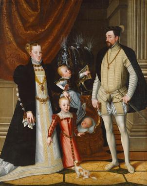 <p>Maximiliano II y su familia. <a href="http://commons.wikimedia.org/wiki/File:Giuseppe_Arcimboldi_003.jpg" target="_blank">Wikipedia</a></p>