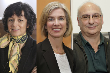 <p>De izqda. a dcha.: Emmanuelle Charpentier, Jennifer Doudna y Francisco Martínez Mojica</p>