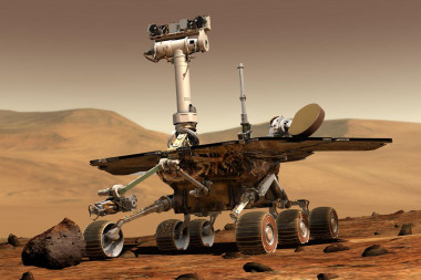 <p>Ilustración del rover Opportunity recorriendo la superficie marciana. / NASA</p>