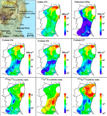 <p>Distribución de la contaminación radiactiva generada por el accidente de Fukushima. Imagen: PNAS</p>