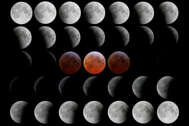 <p>Secuencia de un eclipse total de Luna. / Planetario de Madrid</p>