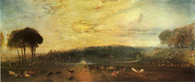 <p><em>The Lake, Petworth: Sunset, Fighting Bucks</em> / <a href="https://www.tate.org.uk/art/artworks/turner-the-lake-petworth-sunset-fighting-bucks-t03883" target="_blank">J. M. W. Turner</a></p>