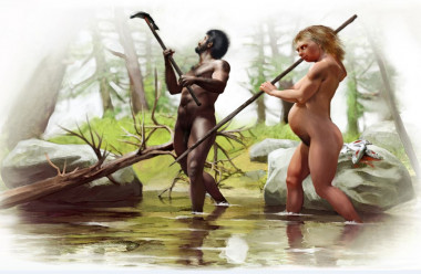 <p>El flujo genético entre los primeros humanos modernos y los neandertales se produjo hace entre 145.000 y 130.000 años. En la imagen una pareja de mujer neandertal y hombre <em>Homo sapiens</em>. / José Antonio Peñas</p>