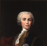 Retrato de Farinelli con la cruz de Calatrava en el pecho y un libro de partituras en la mano.