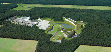 <p>Recreación de la instalación FAIR que se construye cerca del laboratorio GSI en Darmstadt (Alemania). / FAIR-GSI.</p>