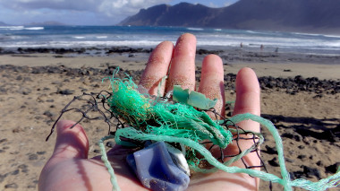 <p>Residuos plásticos recogidos cerca de Caleta de Famara, Lanzarote, por la investigadora principal del estudio Jenna Jambeck. / Martin Jacov.</p>