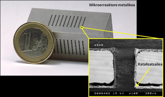 <p>El microrreactor diseñado es cien veces más pequeño que el convencional. / UPV/EHU</p>