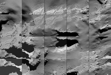<p>Secuencia de imágenes captadas por Rosetta durante su descenso a la superficie del cometa 67P este 30 de septiembre. / ESA/OSIRIS Team et al.</p>