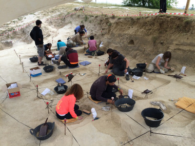 <p>Excavaciones en el yacimiento de Somosaguas en la campaña de 2016. / Soledad Domingo.</p>